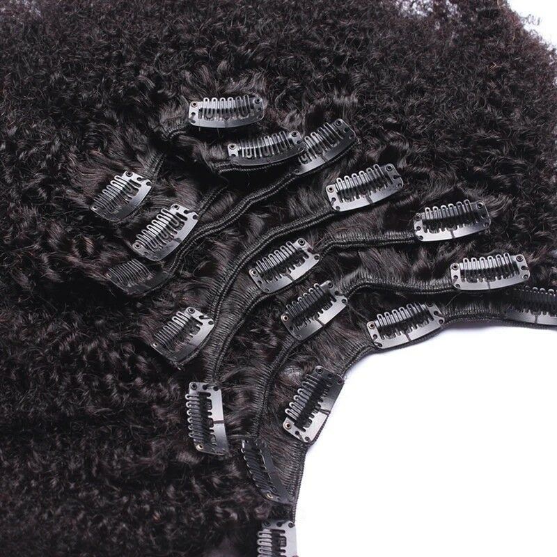 Afro Kinky Curly Top Quality Clip In Hair Extensions 100% Human Hair Remy Virgin Seamless Clip In Hair Extension